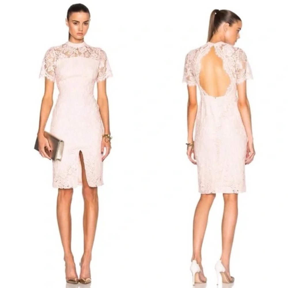 Alexis Pink Rose Blush Ardella High Neck Lace Midi Dress Size Medium